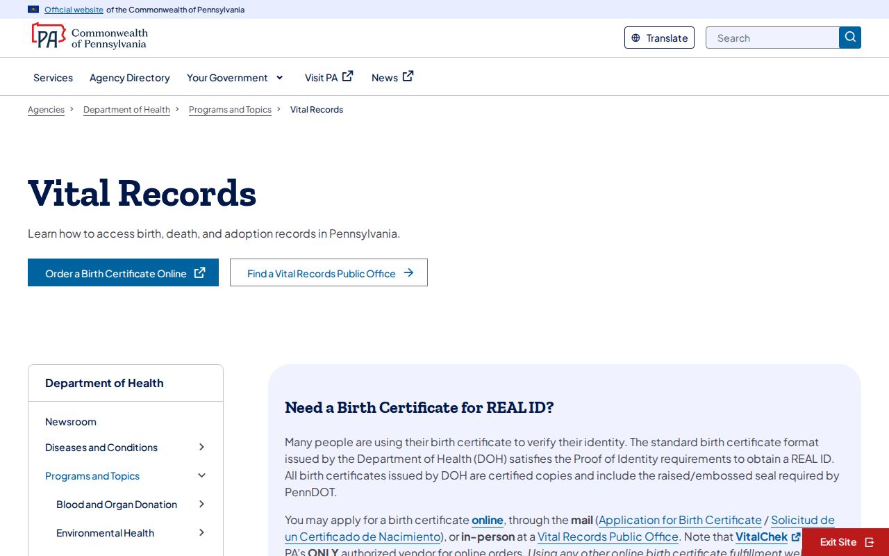 Haverford Township resident lookup Pennsylvania vital records service